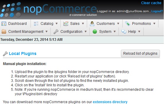 Manage plugins in nopCommerce