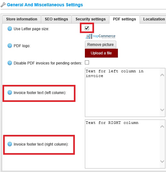 nopcommerce PDF invoice