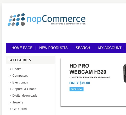 nopCommerce top menu bar