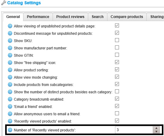 nopcommerce recent products