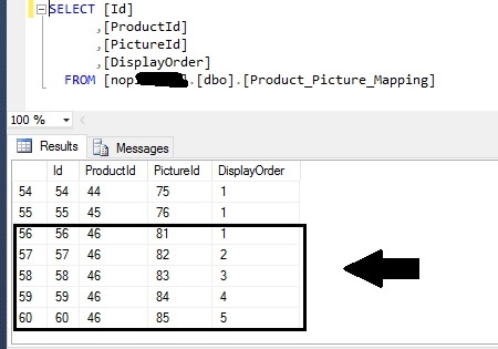 nopCommerce SQL Query