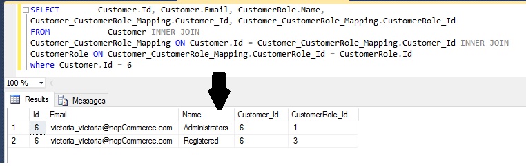 nopCommerce SQL Query