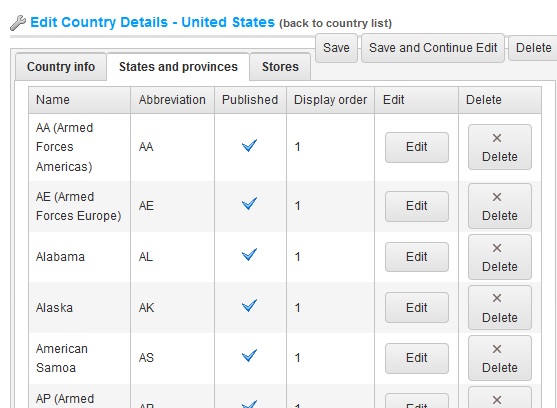 Import list of states in nopCommerce