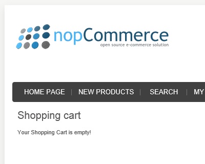 nopCommerce empty cart page