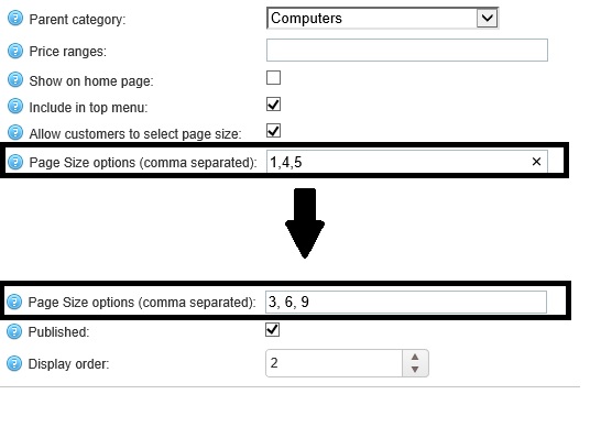 nopcommerce page size