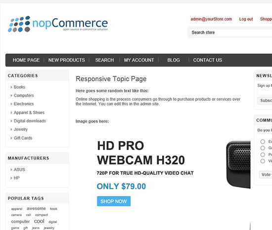 nopCommerce responsive topic