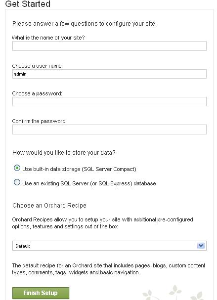 Installing asp.net orchard cms